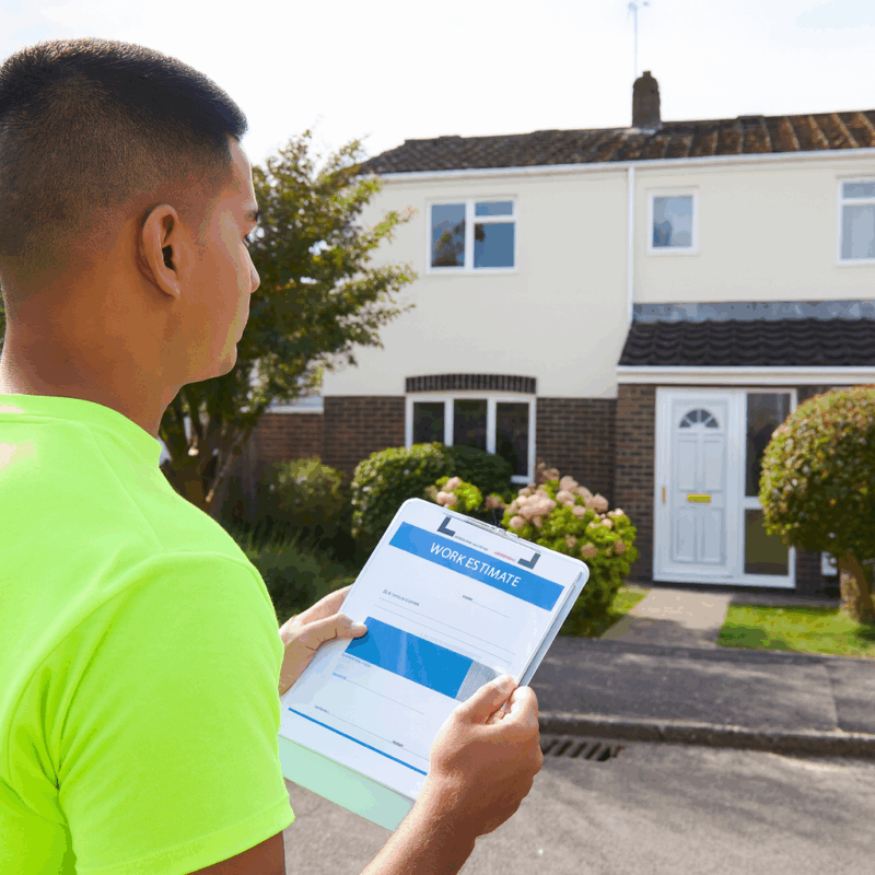 Roof inspection for insurance claims showing contractor evaluating shingles