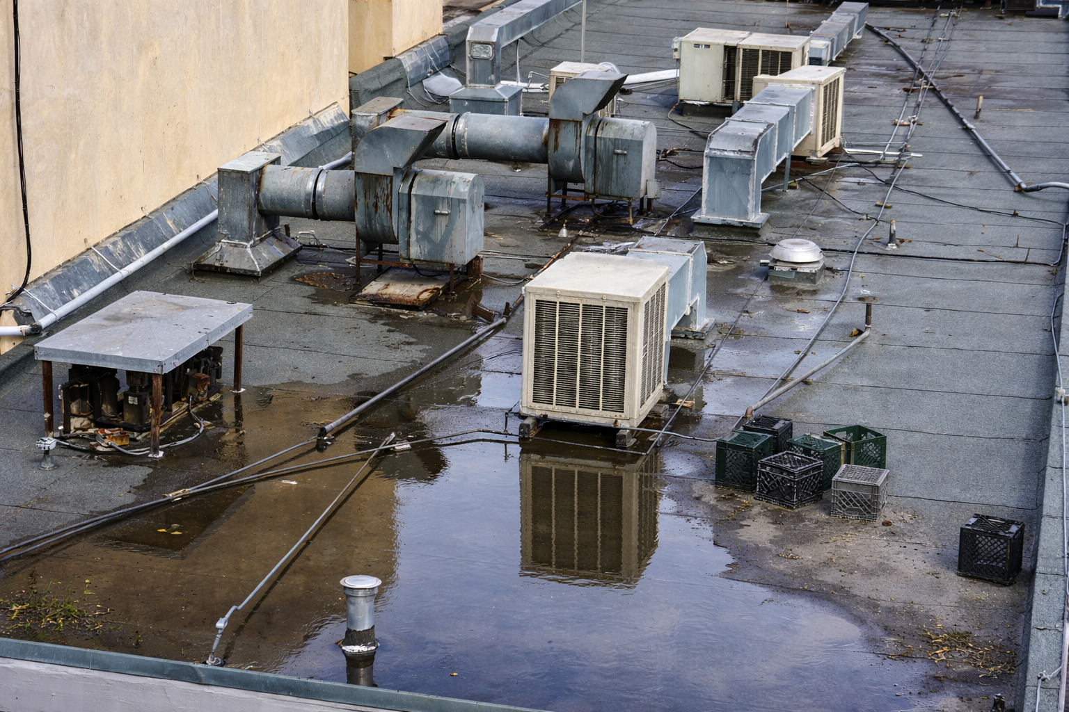 How Rain and HVAC Units Damage Commercial Roofs