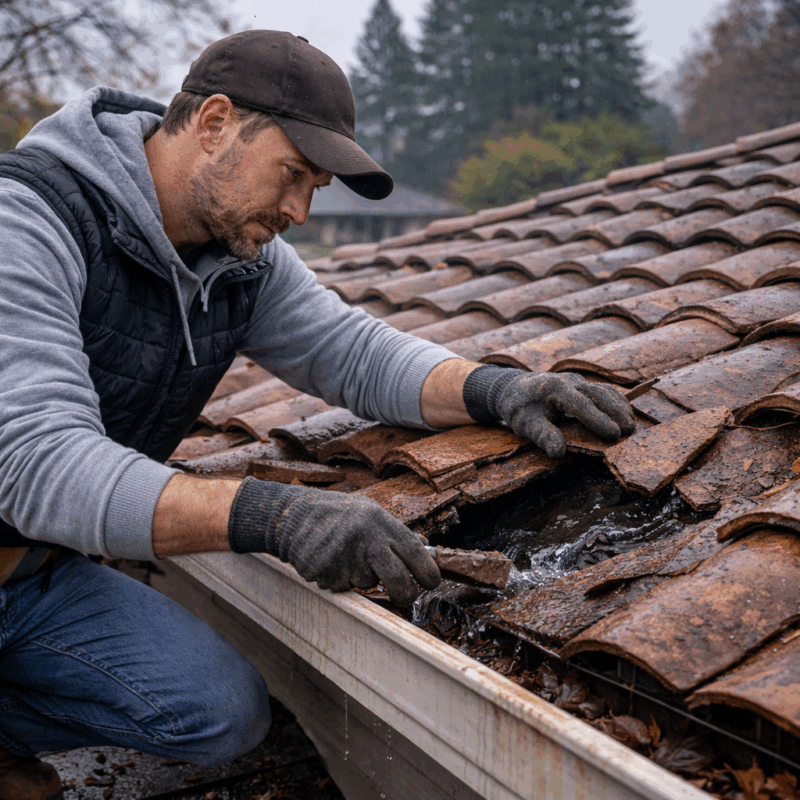 Winter roof maintenance checklist inspection on a Central Valley home